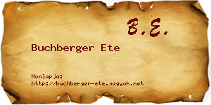 Buchberger Ete névjegykártya